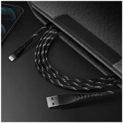 ENERGEA NYLOFLEX CABLE, CHARGE AND SYNC TOUGH LIGHTNING C89 MFI 1.5M &ndash; BLACK